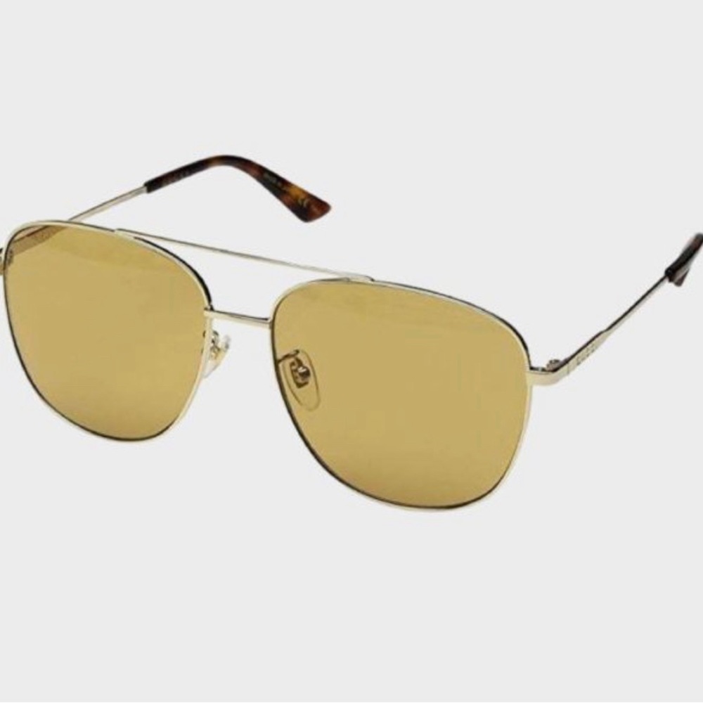 GUCCI UNISEX AVIATOR SUNGLASSES AUTHENTIC GOLD GG0410SK